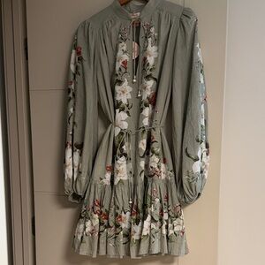 Camila Coelho Floral Mini Dress in Sage Green